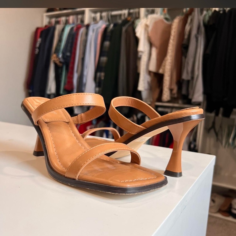 Women's Tan Strappy Heeled Sandals